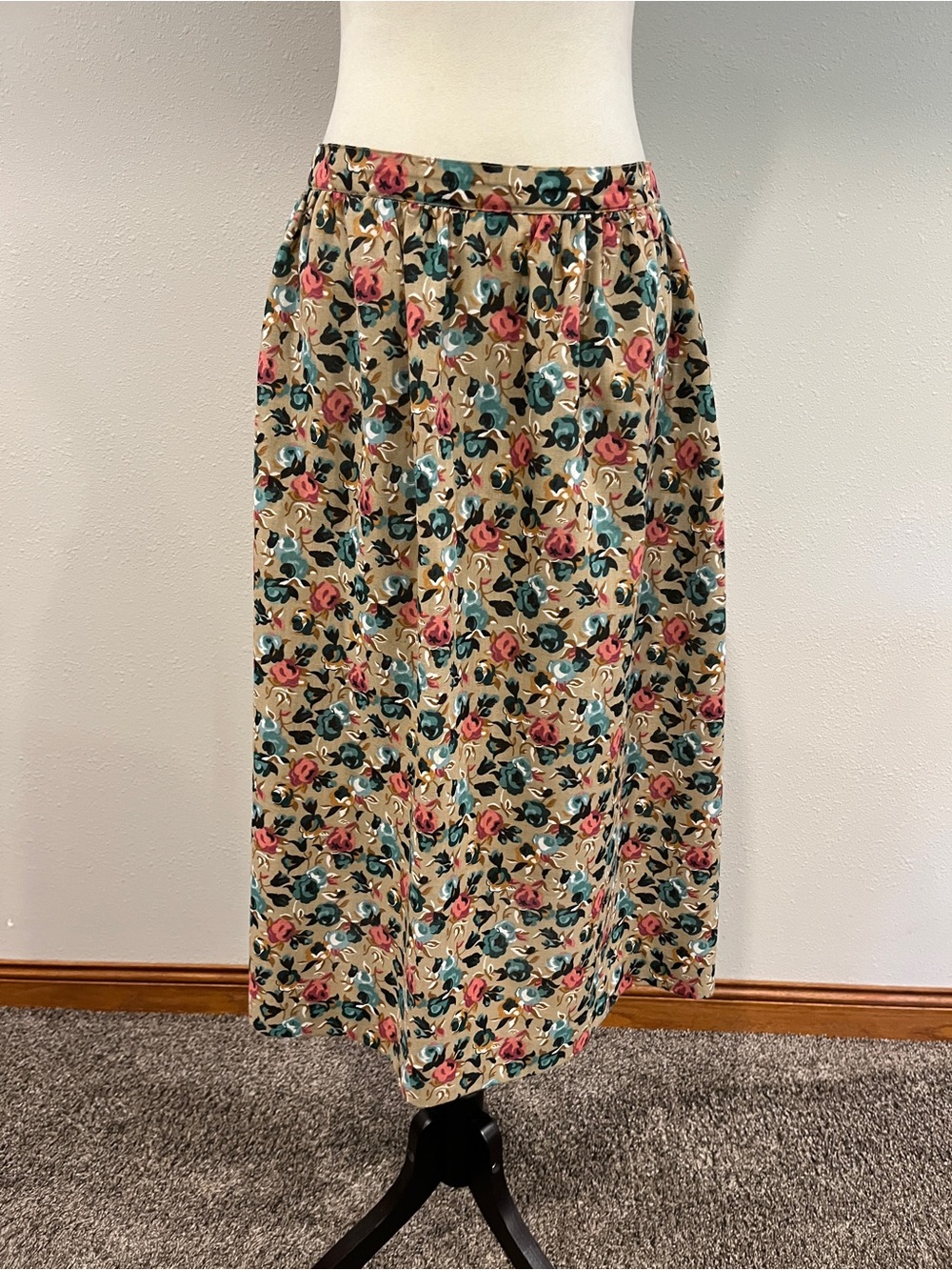 Bodin Knits vintage a-line Floral Midi Skirt isize‎ 16
